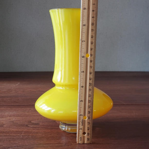 Yellow Clear Cased Glass Vintage MCM Åseda Glasbruk Vase by Bo Borgstrom Sweden - Picture 5 of 8